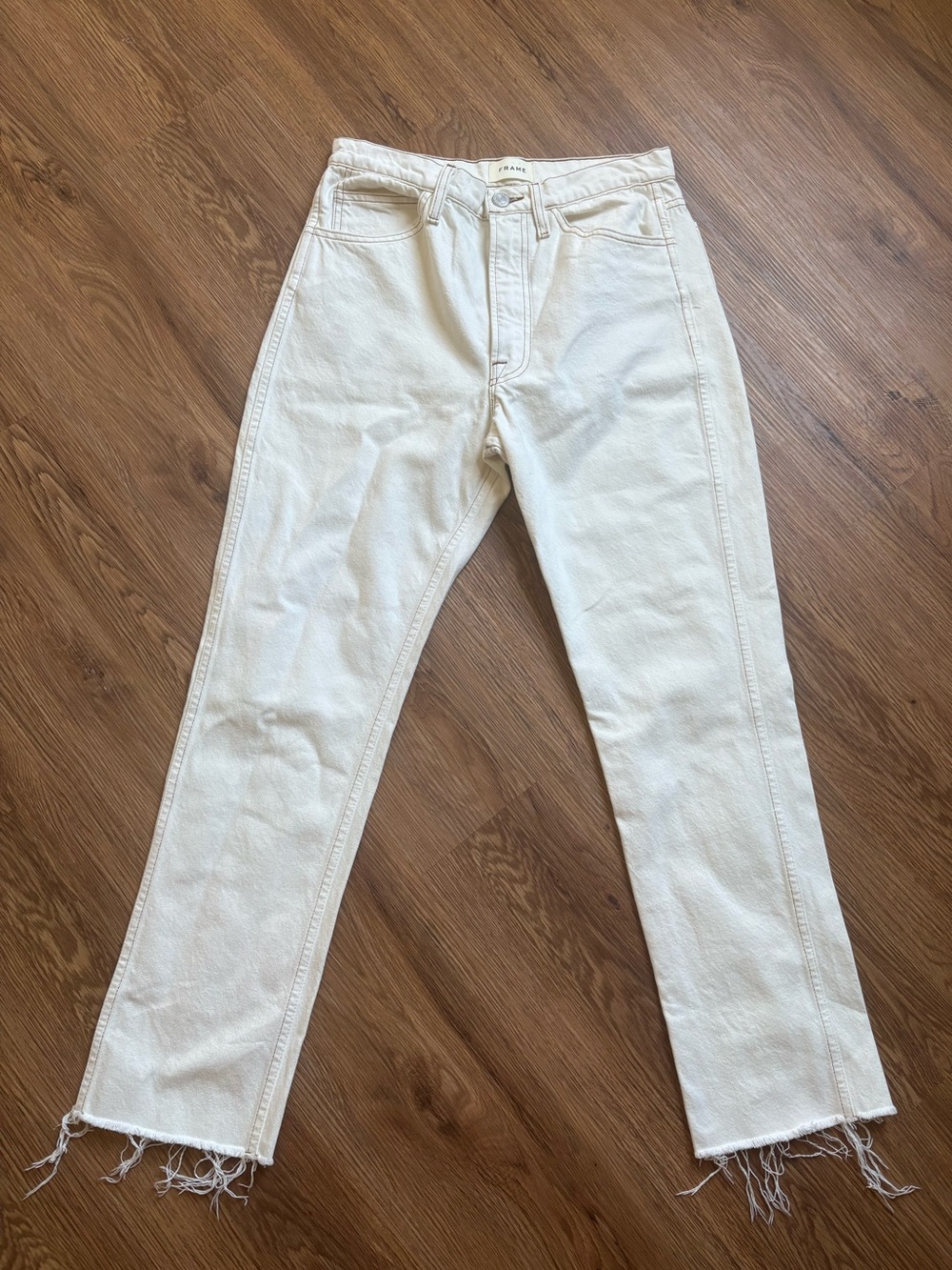 Frame high waisted straight leg jeans